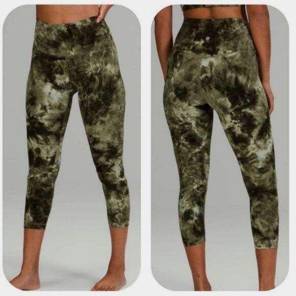Lululemon Align High Rise Crop 23" in Diamond Dye Sage Olive  4 - Picture 1 of 5